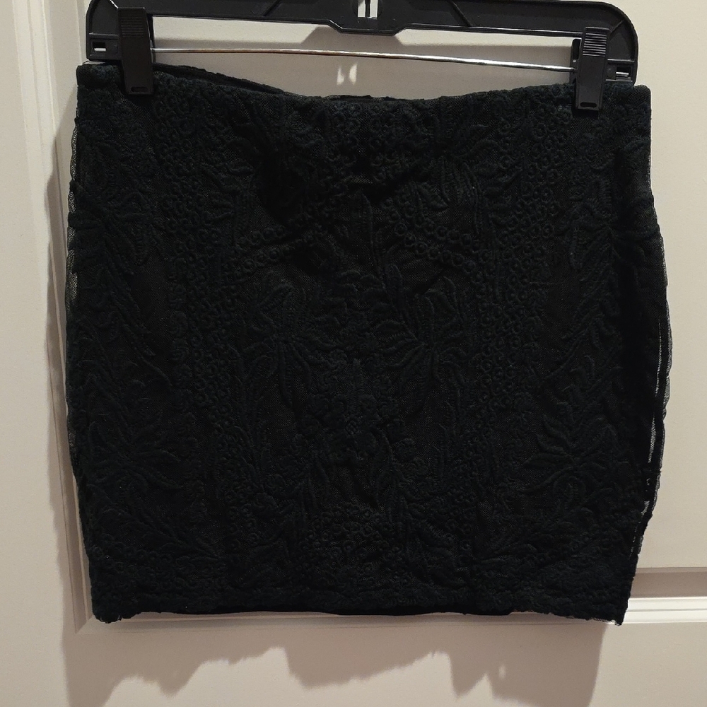 Express Black Textured Mini Skirt